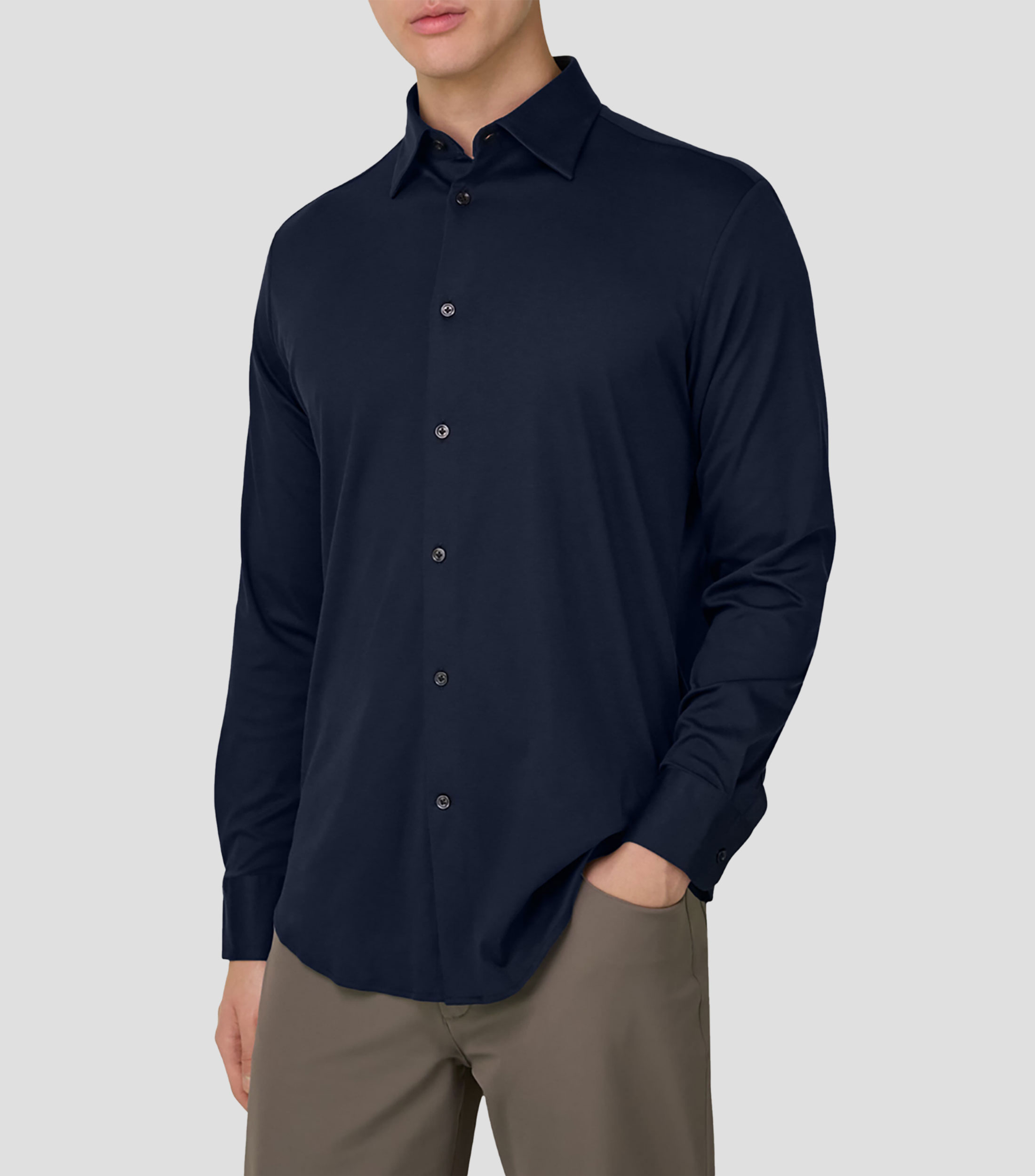 Camisa de vestir lisa manga larga Hombre